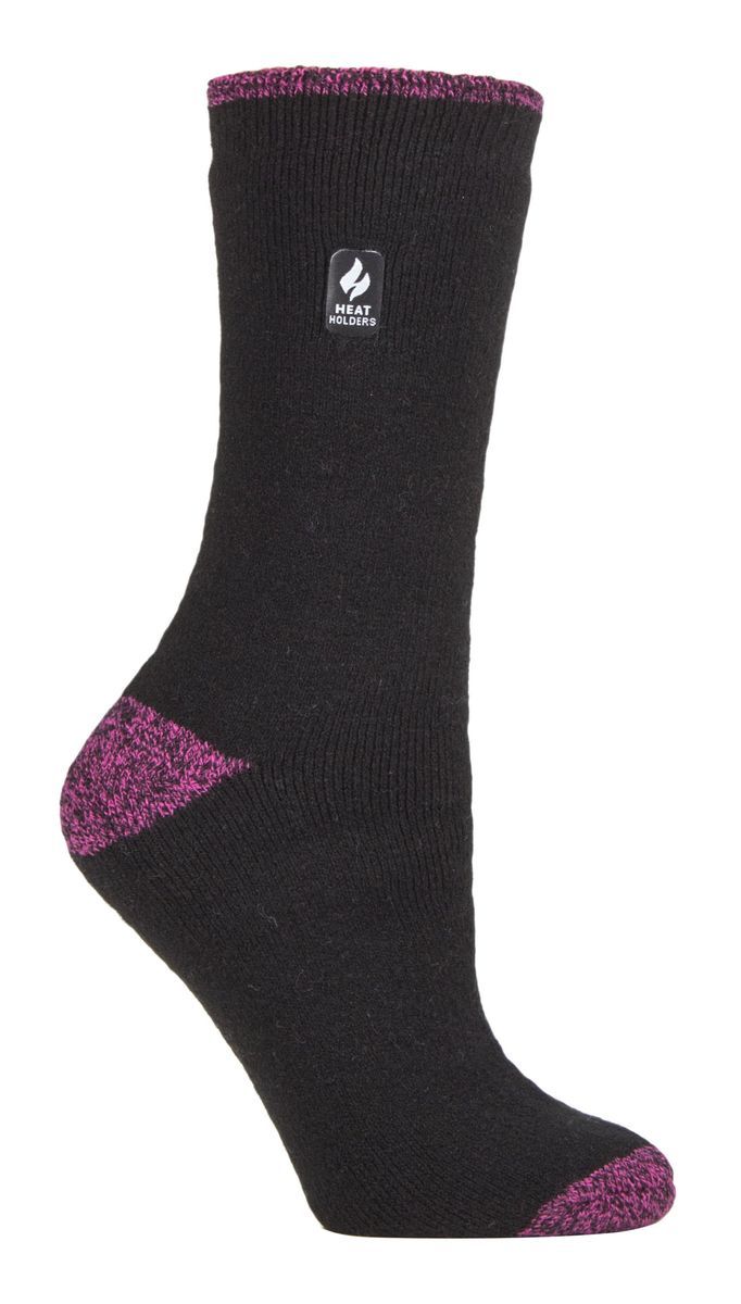 Wärmehalter - Damen Thermosocken für den Winter | Outdoor & Indoor Socken | Kuschelig & Flauschig | Geschenke für Frauen - Schwarz / Beere H&T (Prag)