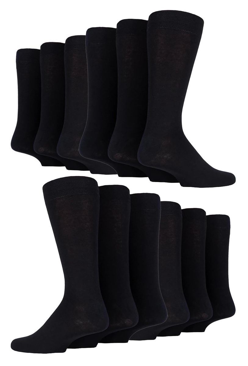 Sock Snob - 12 Paires Homme Chaussettes Coton Rayures Business - Noir