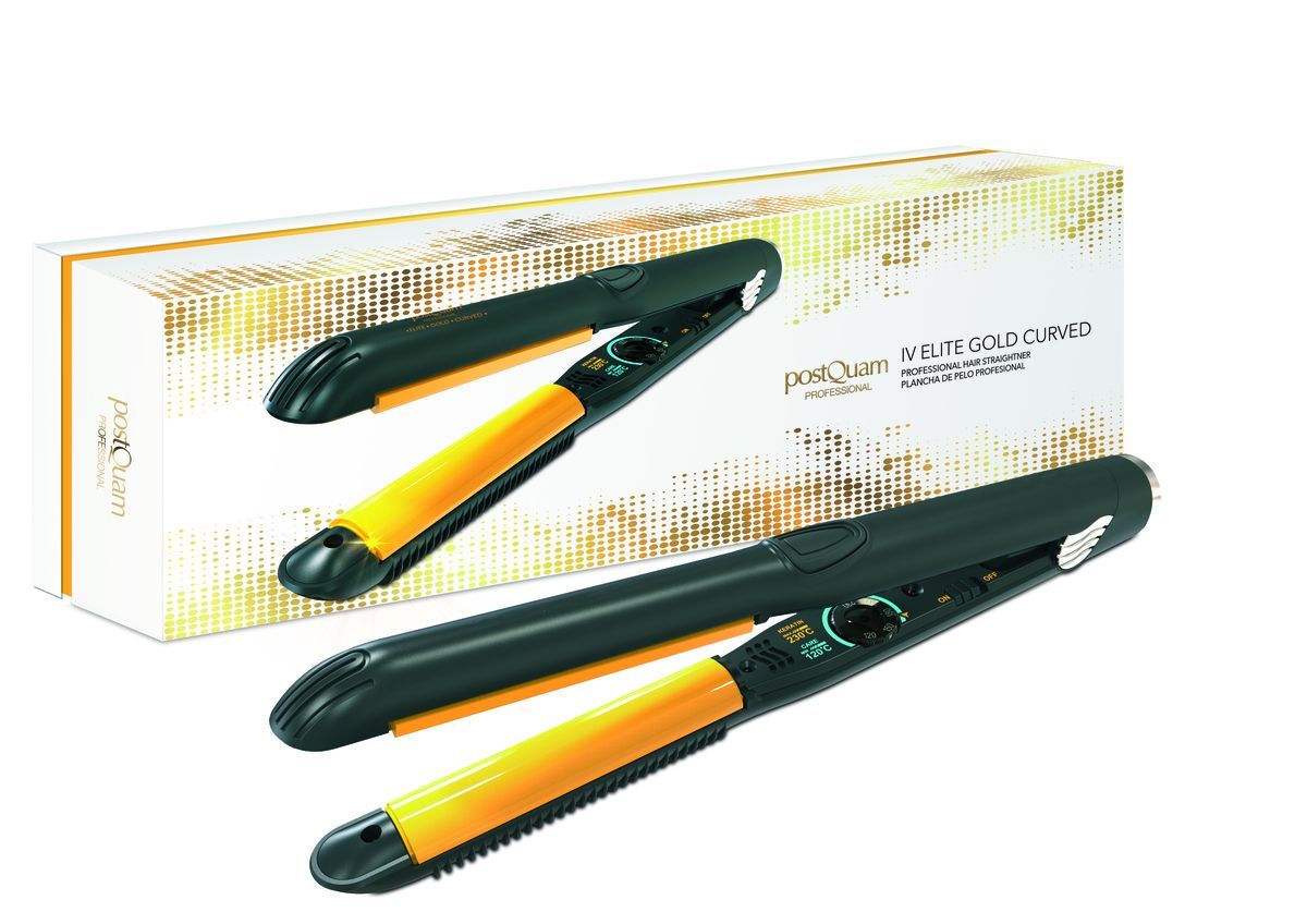 Professionelles Glätteisen Gold Gebogen