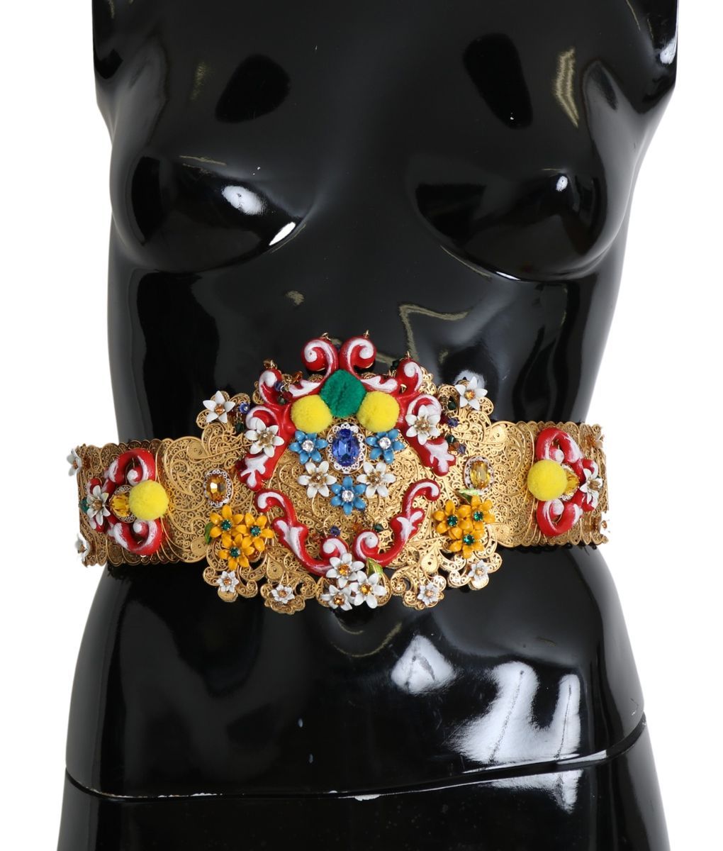 Dolce & Gabbana Women's Embellished Floral Crystal Wide Waist Carretto Belt (Ceinture large à la taille)
