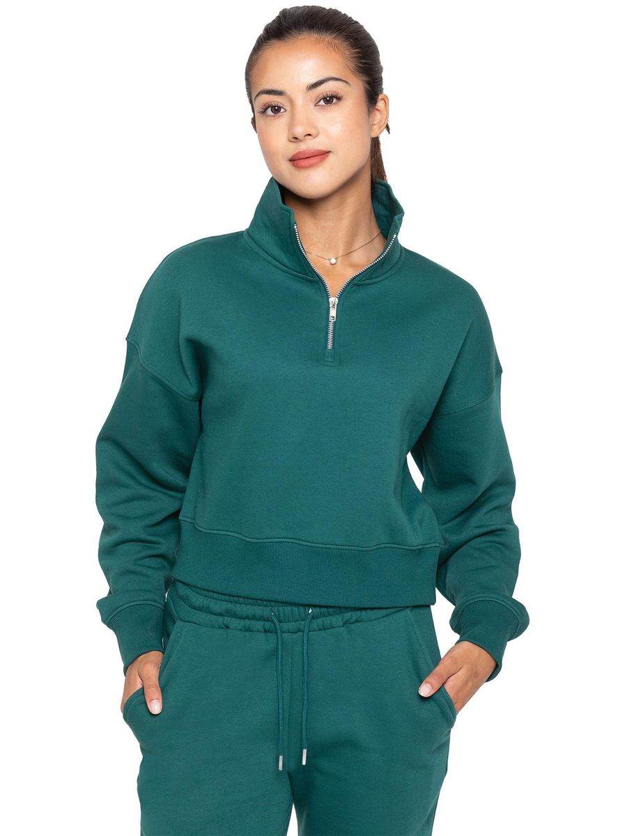Lässiges Sweatshirt mit halbem Reißverschluss
