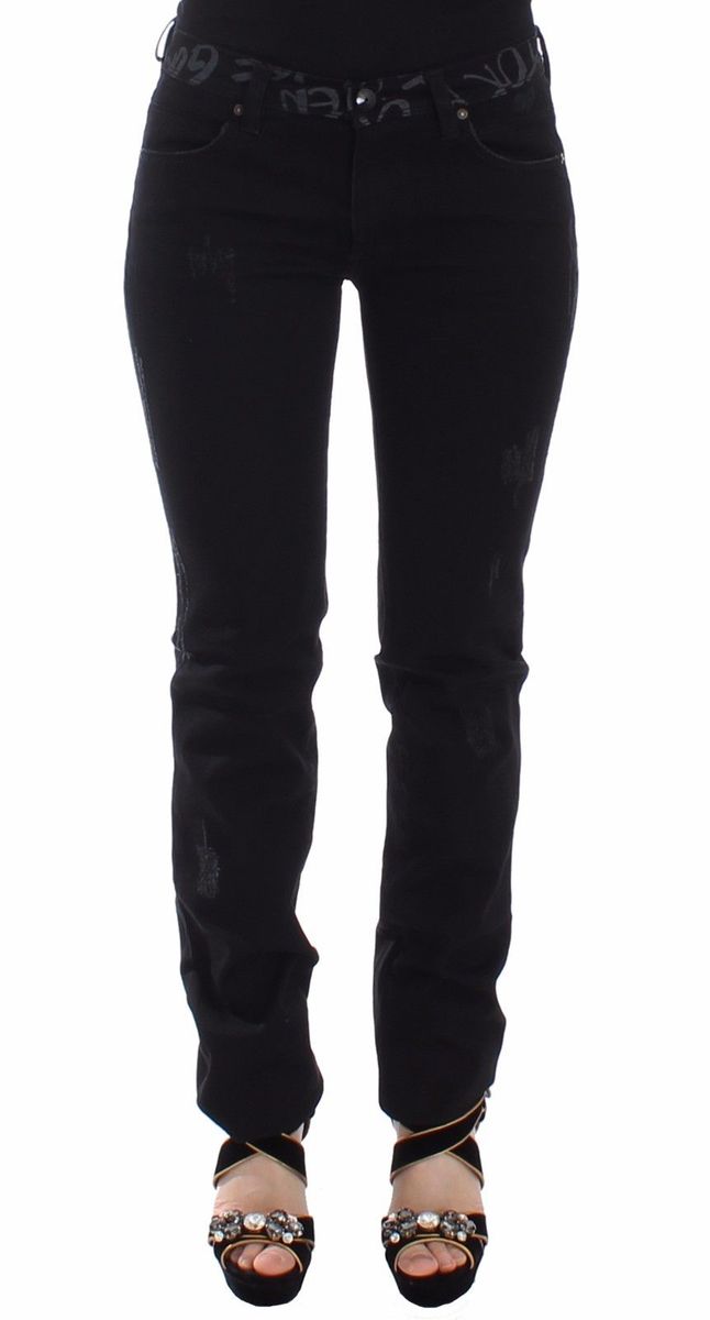 Ermanno Scervino Women's Black Slim Jeans Pantalon en denim skinny stretch