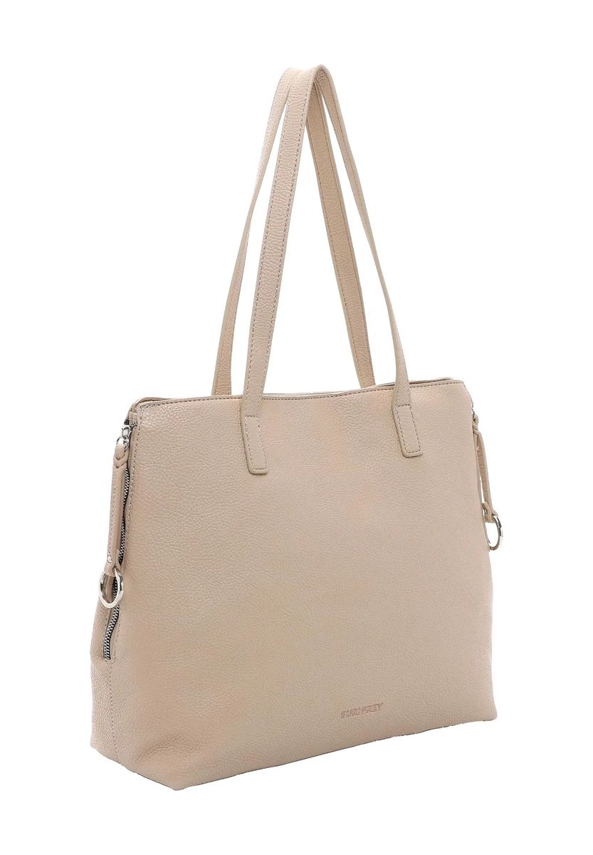 SURI FREY Shopper, Reißverschluss, Kunstleder, für Damen, beige