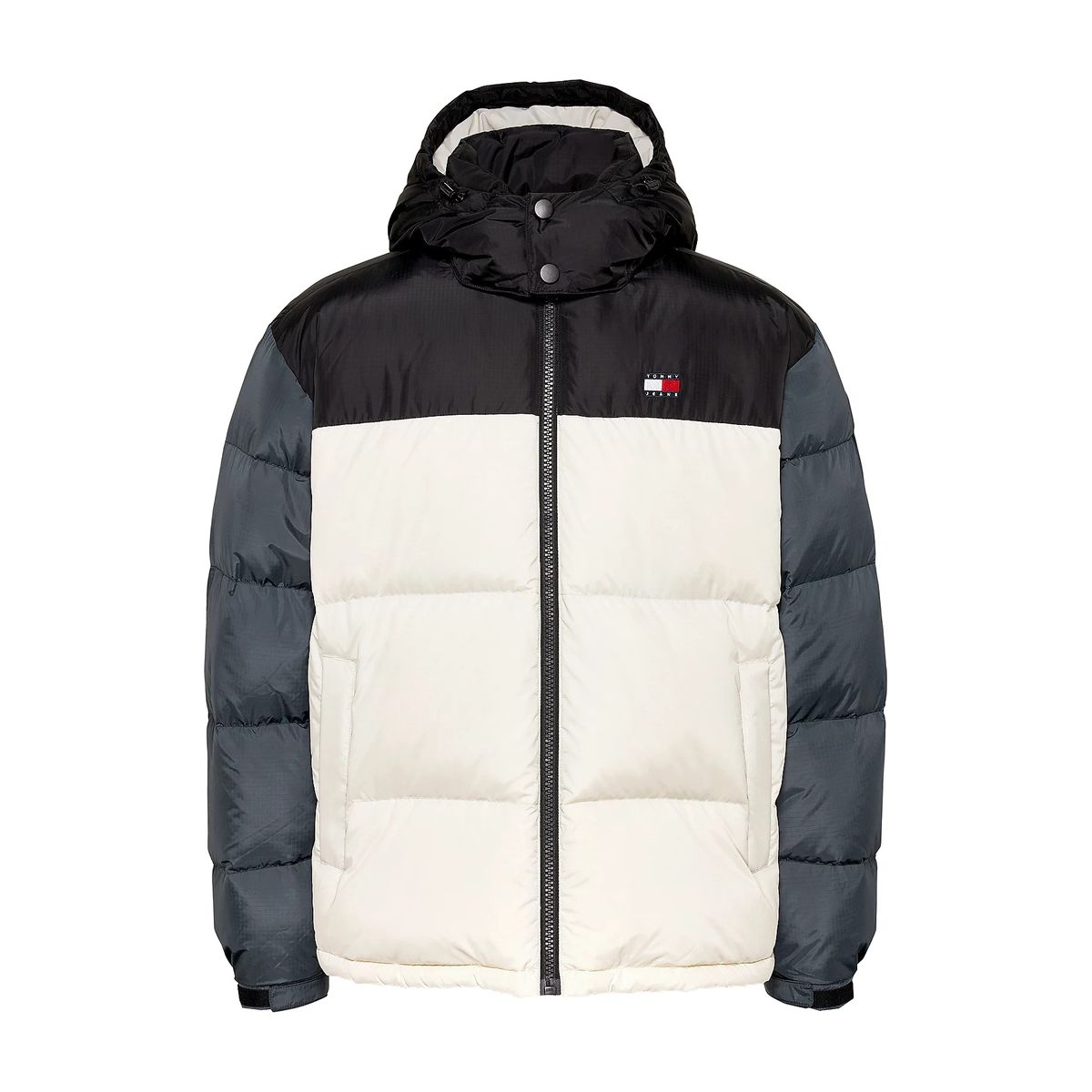 Colorblock Puffer Jacke mit Kapuze