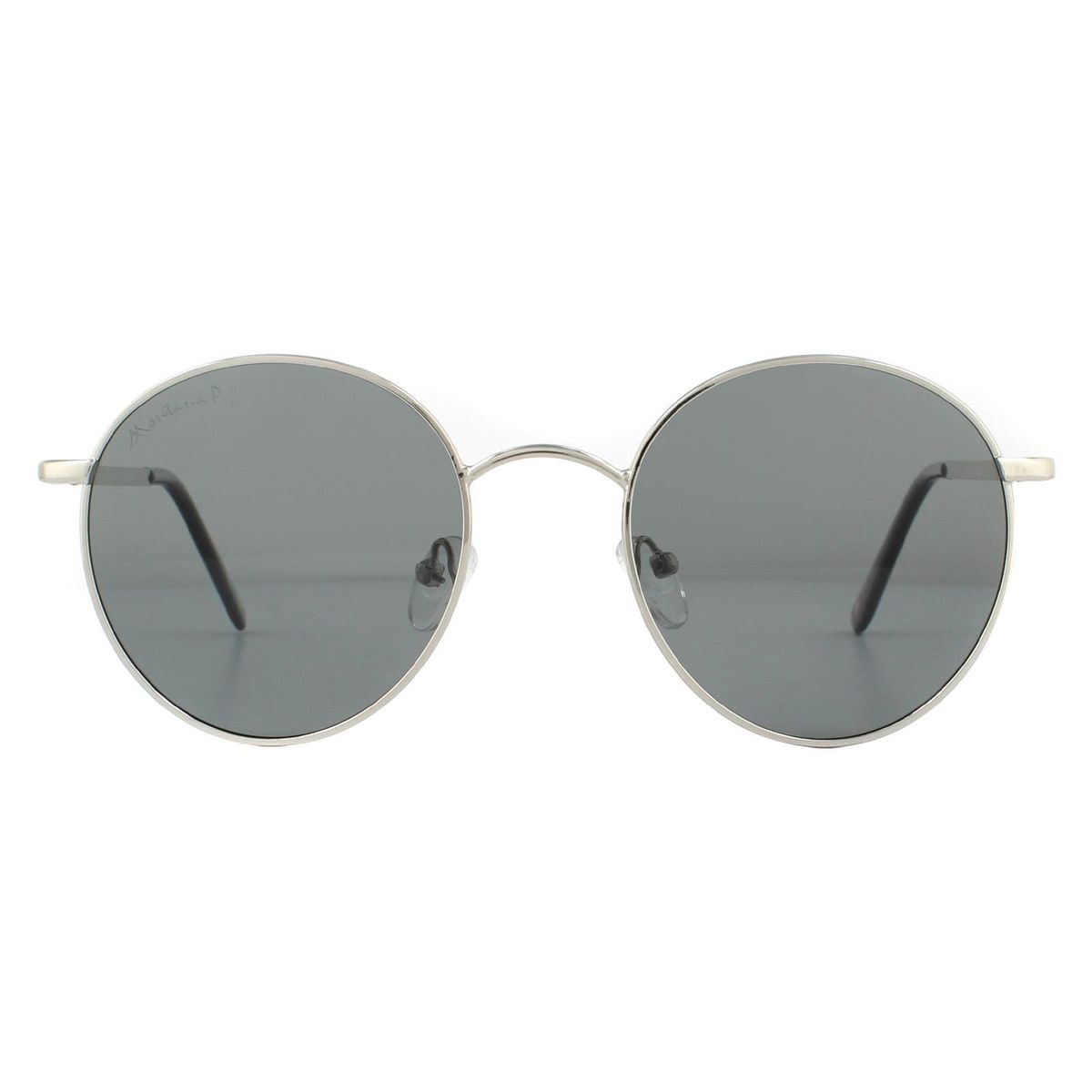Unisex Sonnenbrille mit runden, silbernen Rahmen