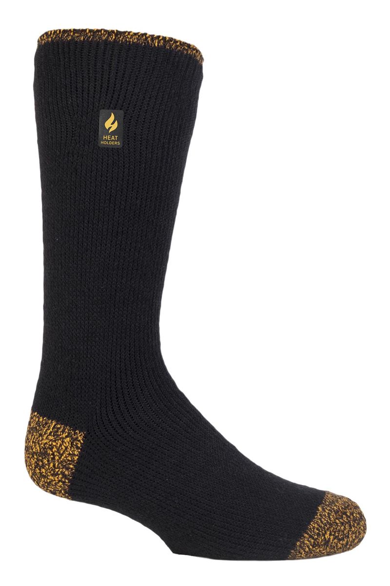 Mens Long Thermal Work Socks | Heat Holders | Thick Knee High Heavy Duty Socks | Boot Socks for Winter - Black