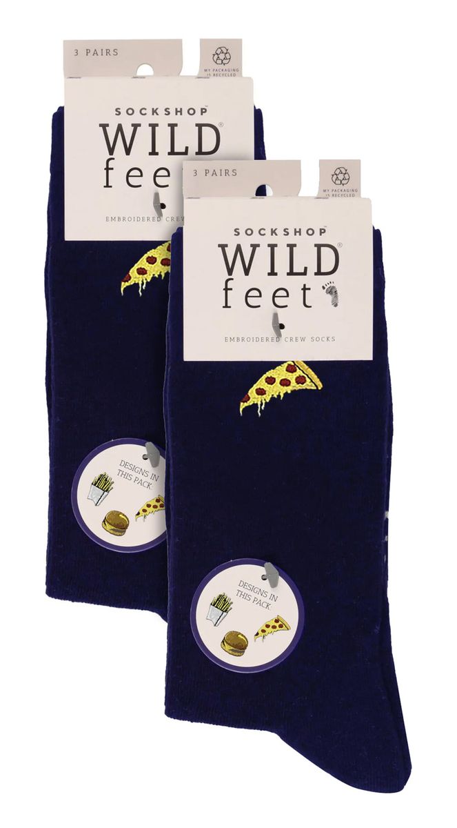 Bestickte Crew-Socken mit Fast-Food-Motiven