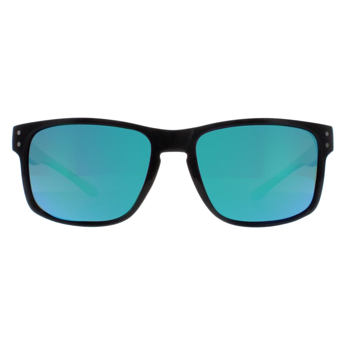 Rechteckige Sonnenbrille glänzend Schwarz Grün Spiegel