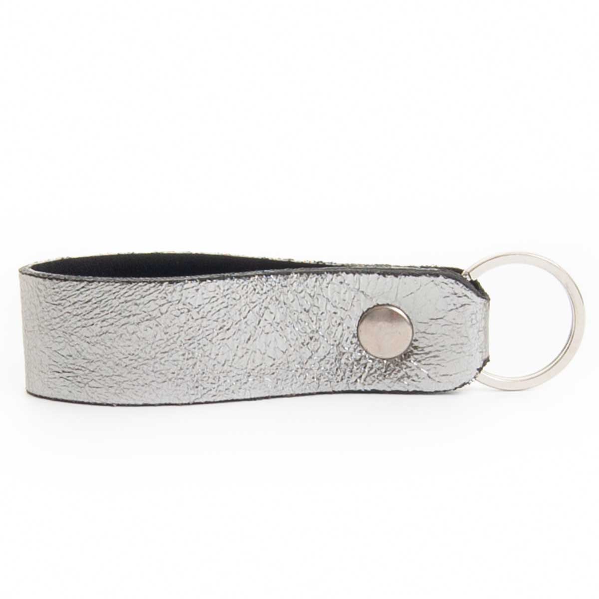 Metallischer Leder Schlüsselanhänger Schlaufe mit Druckknopf