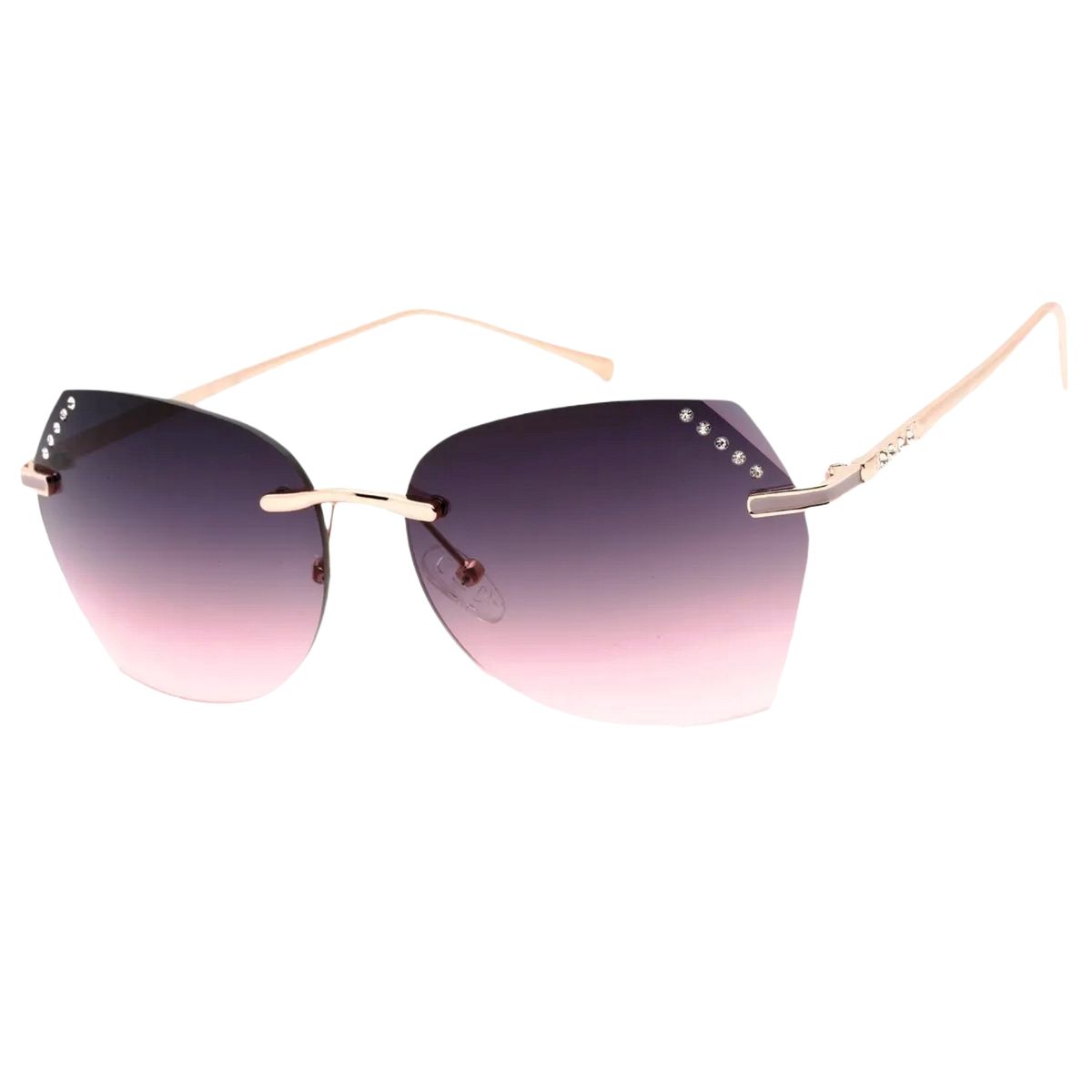 Randlose Schmetterlings-Sonnenbrille mit Strasssteinen