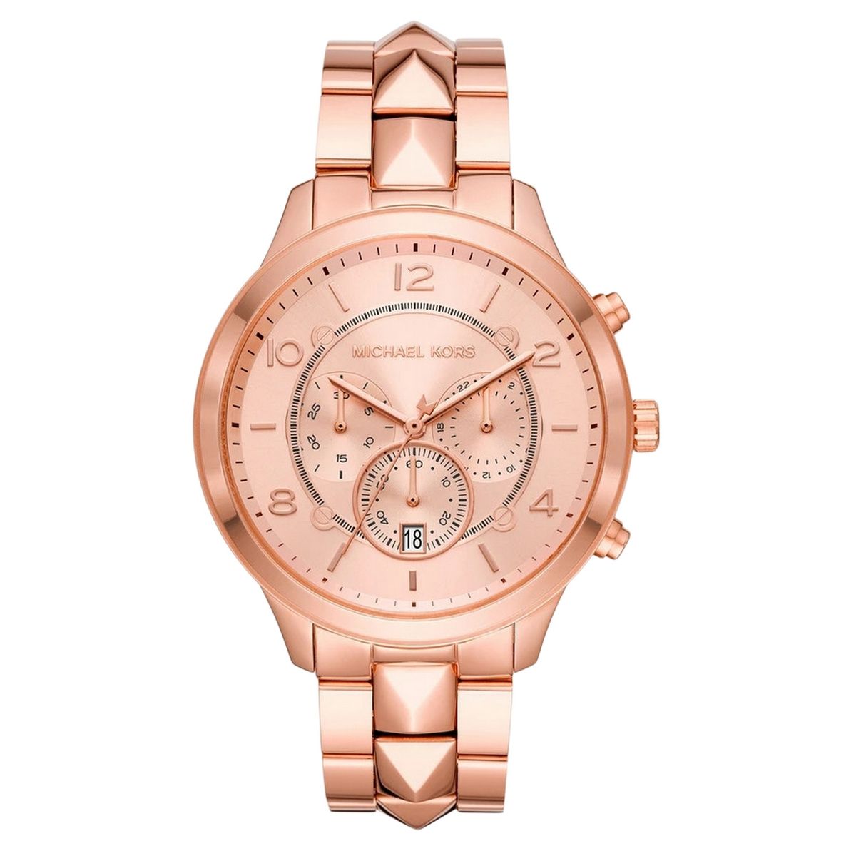 Chronograph Uhr in Roségold mit Nieten
