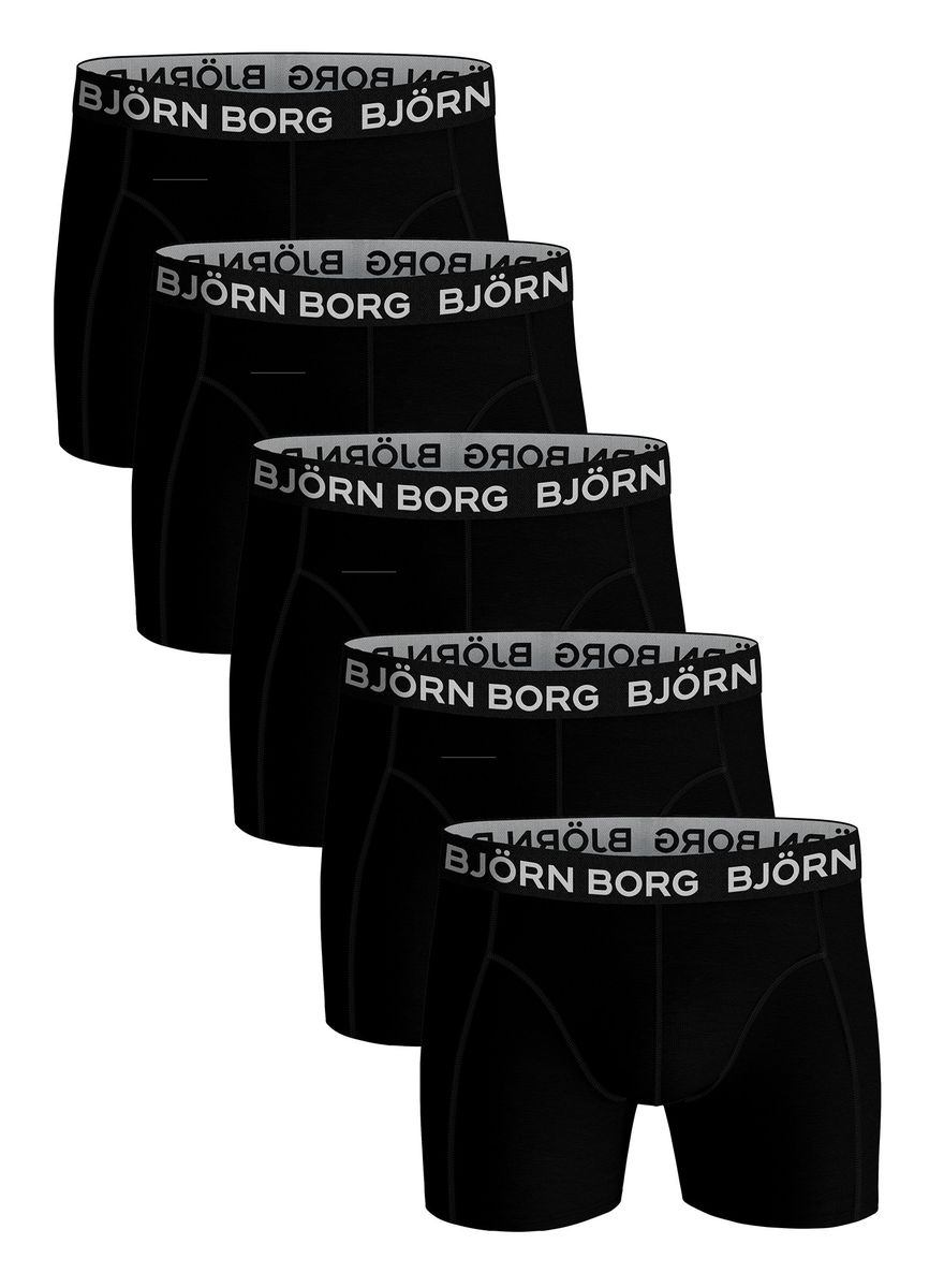 Björn Borg- 5 Paare Herren Boxershorts | Baumwolle Stretch Boxershorts Shorts Unterwäsche - Schwarz