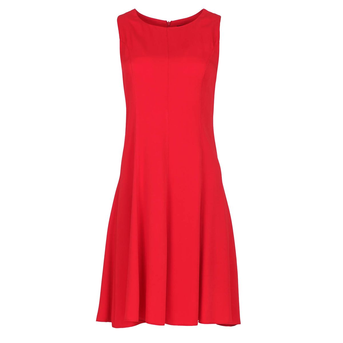 Ärmelloses, tailliertes, rotes Kleid