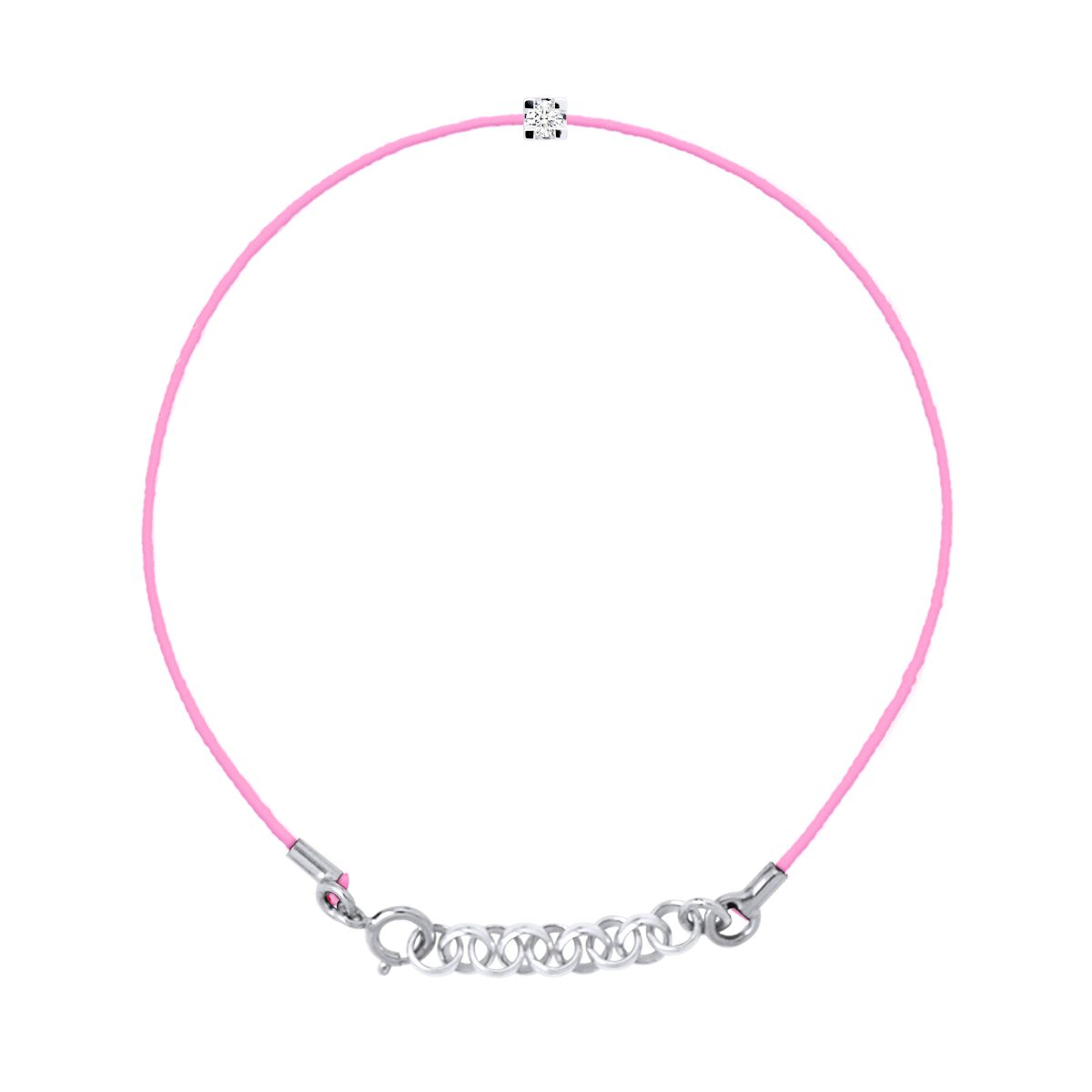 Rosa Nylonarmband mit Diamant