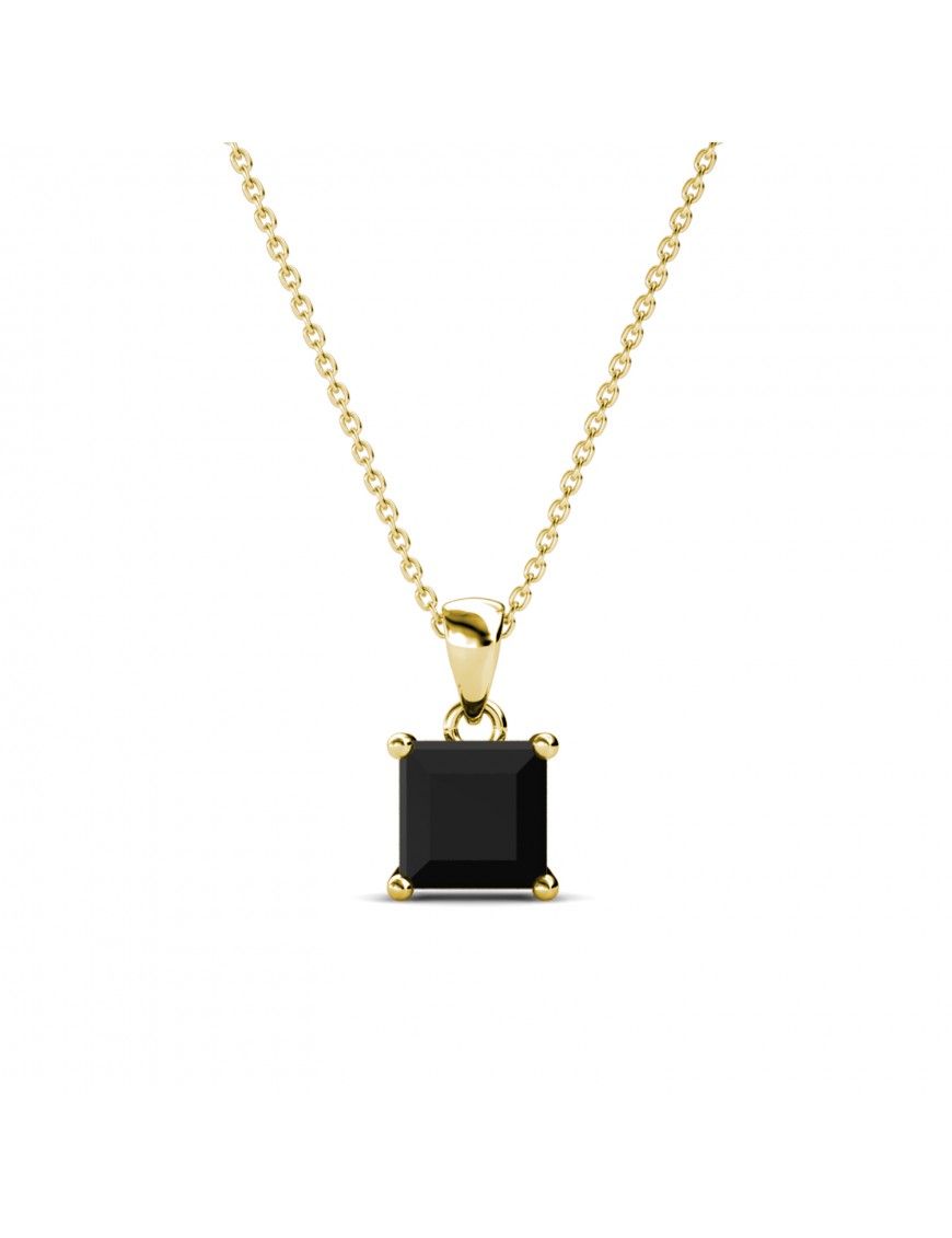 Quadratische schwarze Onyx Gold Halskette
