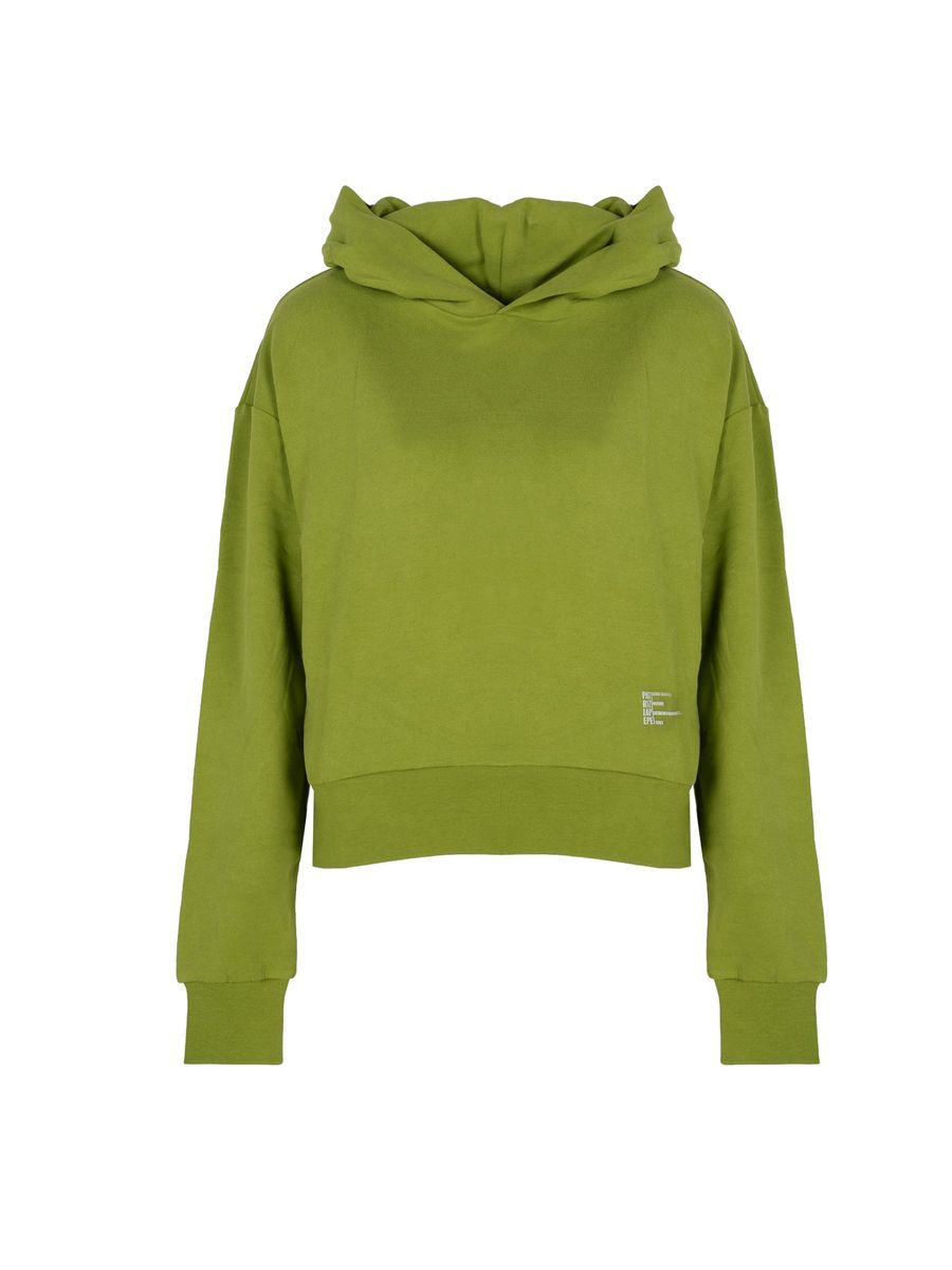 Kurzer Kapuzenpullover mit Kordelzug in Olivgrün