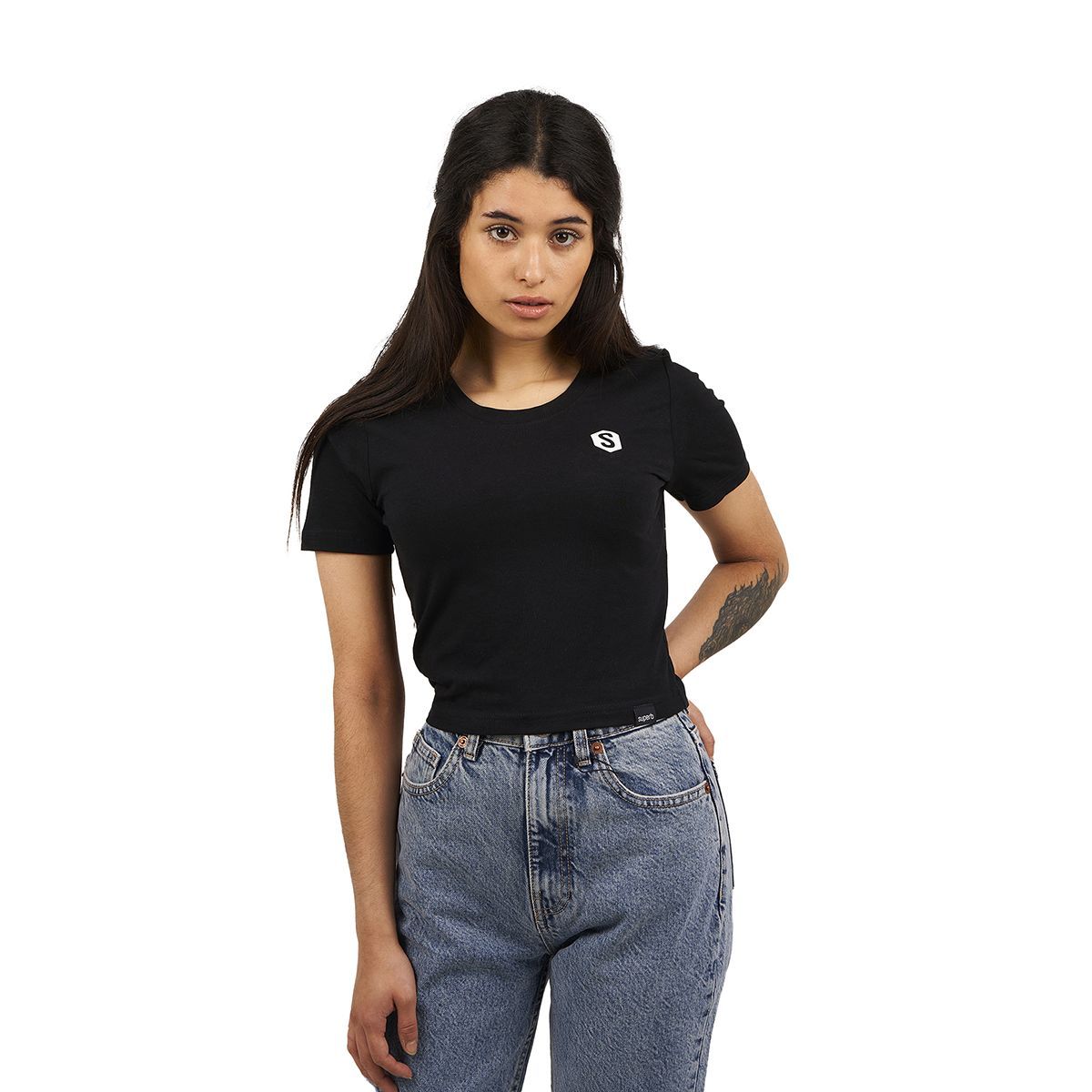 Basic Kurzarm-T-Shirt mit Rundhalsausschnitt