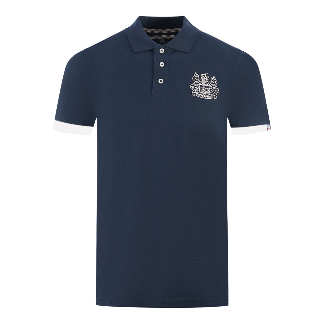Marineblaues Poloshirt mit Markenkragen