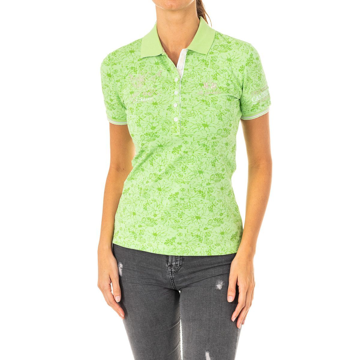 Kurzärmeliges Poloshirt mit Blumendruck