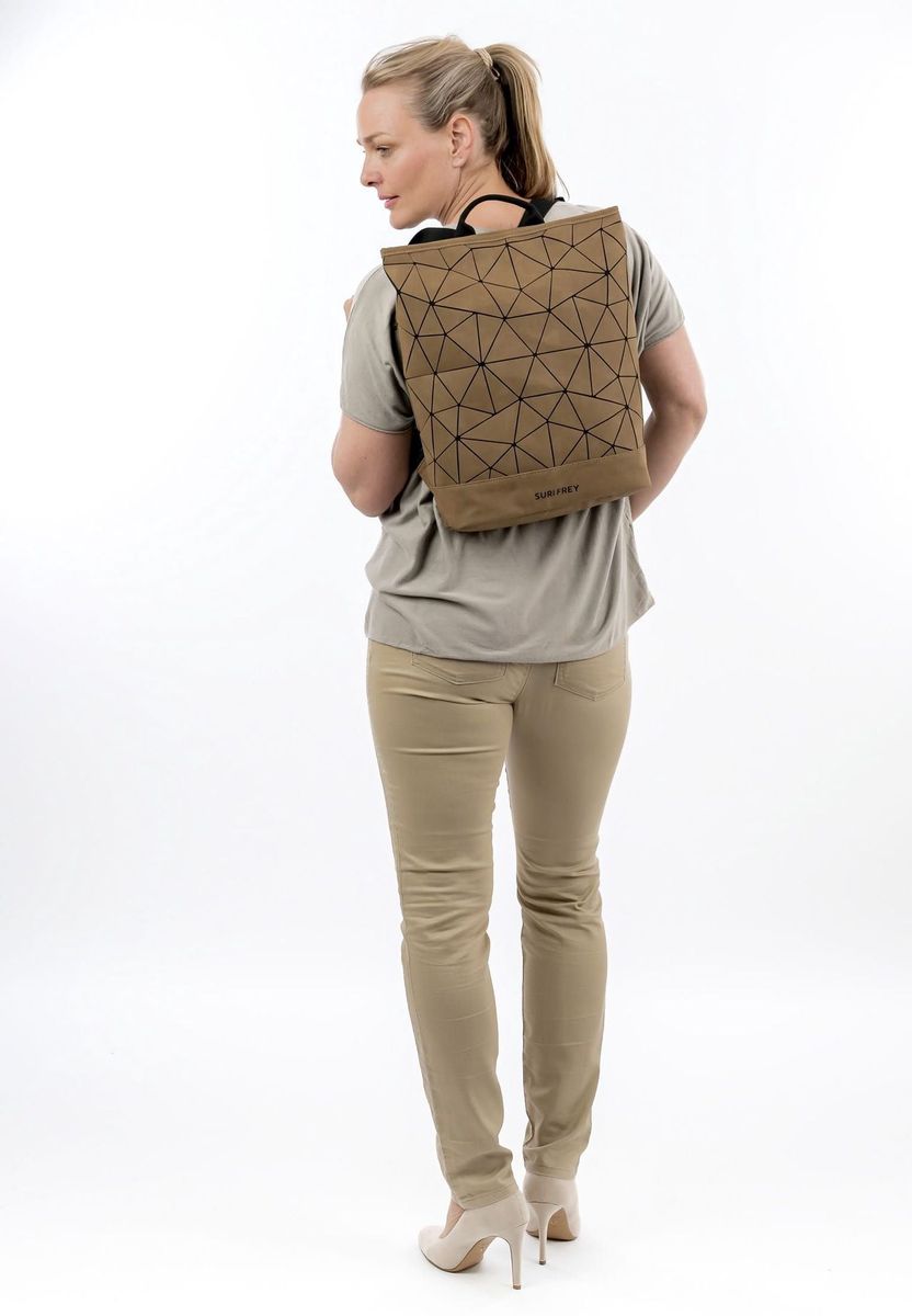 Rucksack aus synthetischem Leder mit geometrischem Muster