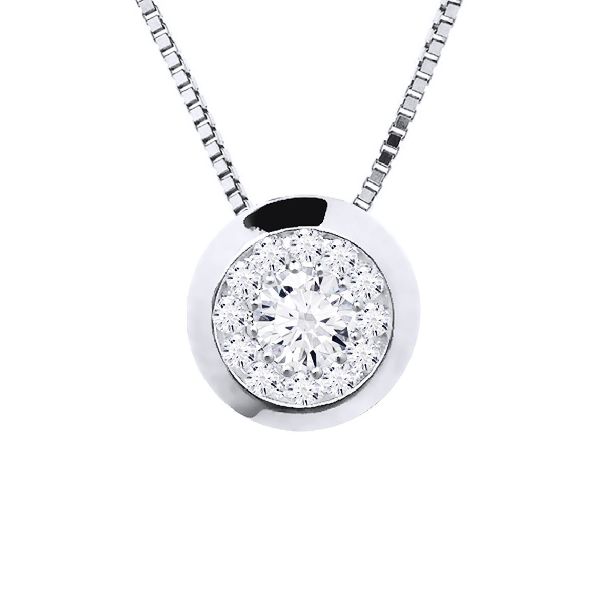Diamant Anhänger Halskette Weißgold