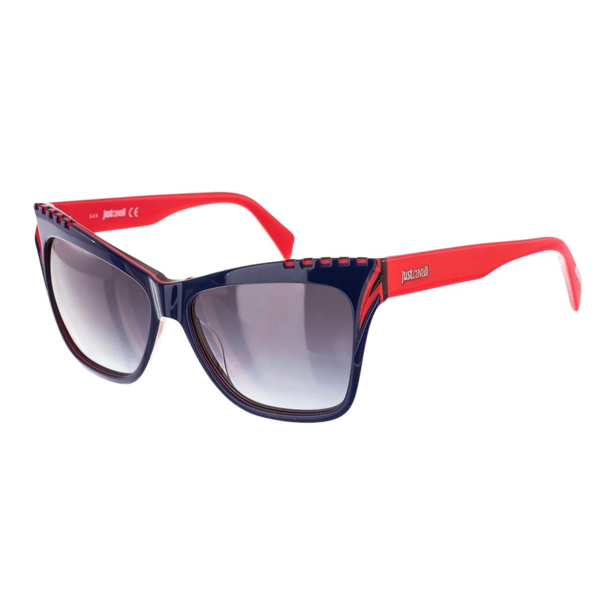Cat-Eye-Sonnenbrille mit roten Bügeln