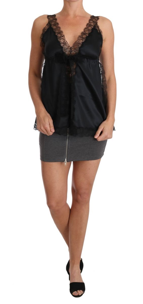 Seidenstretch Camisole Top mit Spitzebesatz