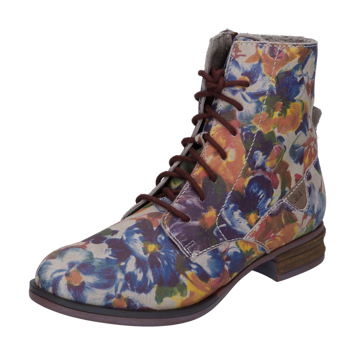 Stiefeletten aus Leder mit Blumendruck