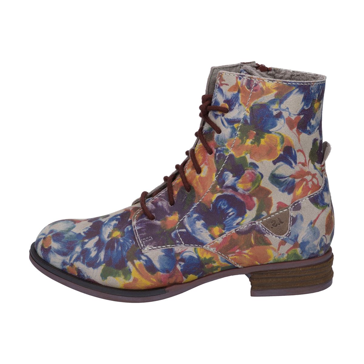 Schnürstiefeletten mit Blumenmuster