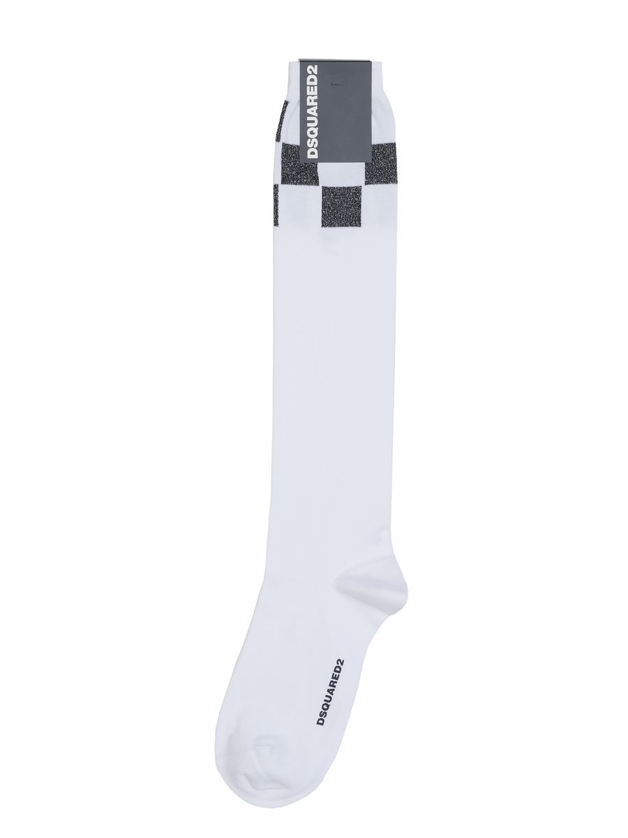 Schachbrettmuster Kniehohe Socken