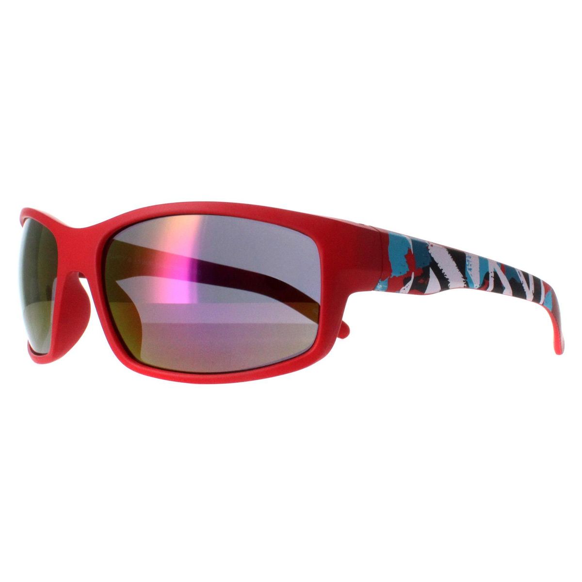 Sportliche Wrap-Sonnenbrille mit gemusterten Bügeln