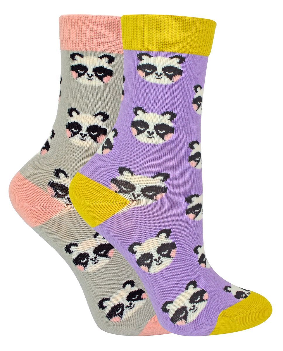 Miss Sparrow - 2er-Pack Socken für Mädchen mit Bambus-Muster - Panda
