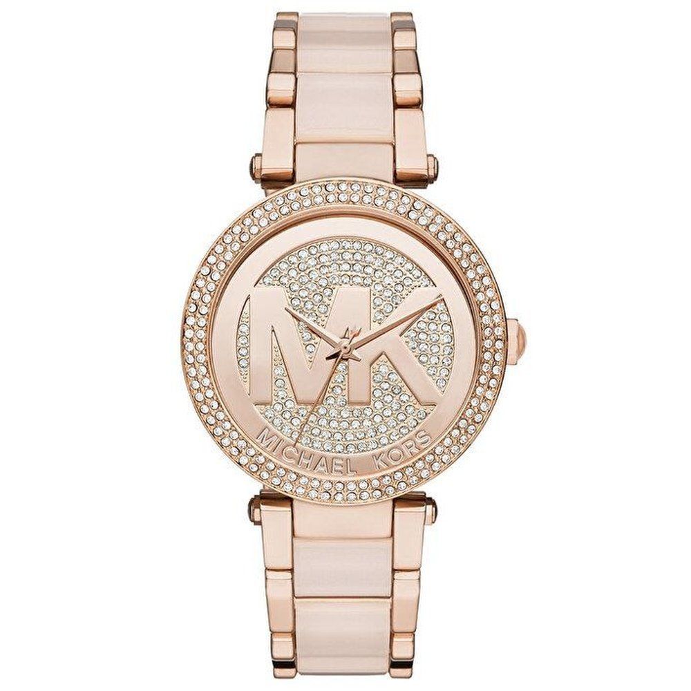 Kristall-Pave Roségold Damenuhr