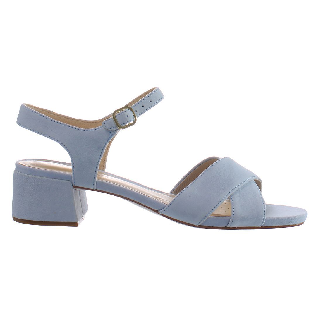 Blaue Wildleder-Sandalen mit Blockabsatz