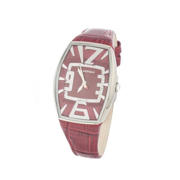 Rote Krokoleder Quarz Armbanduhr