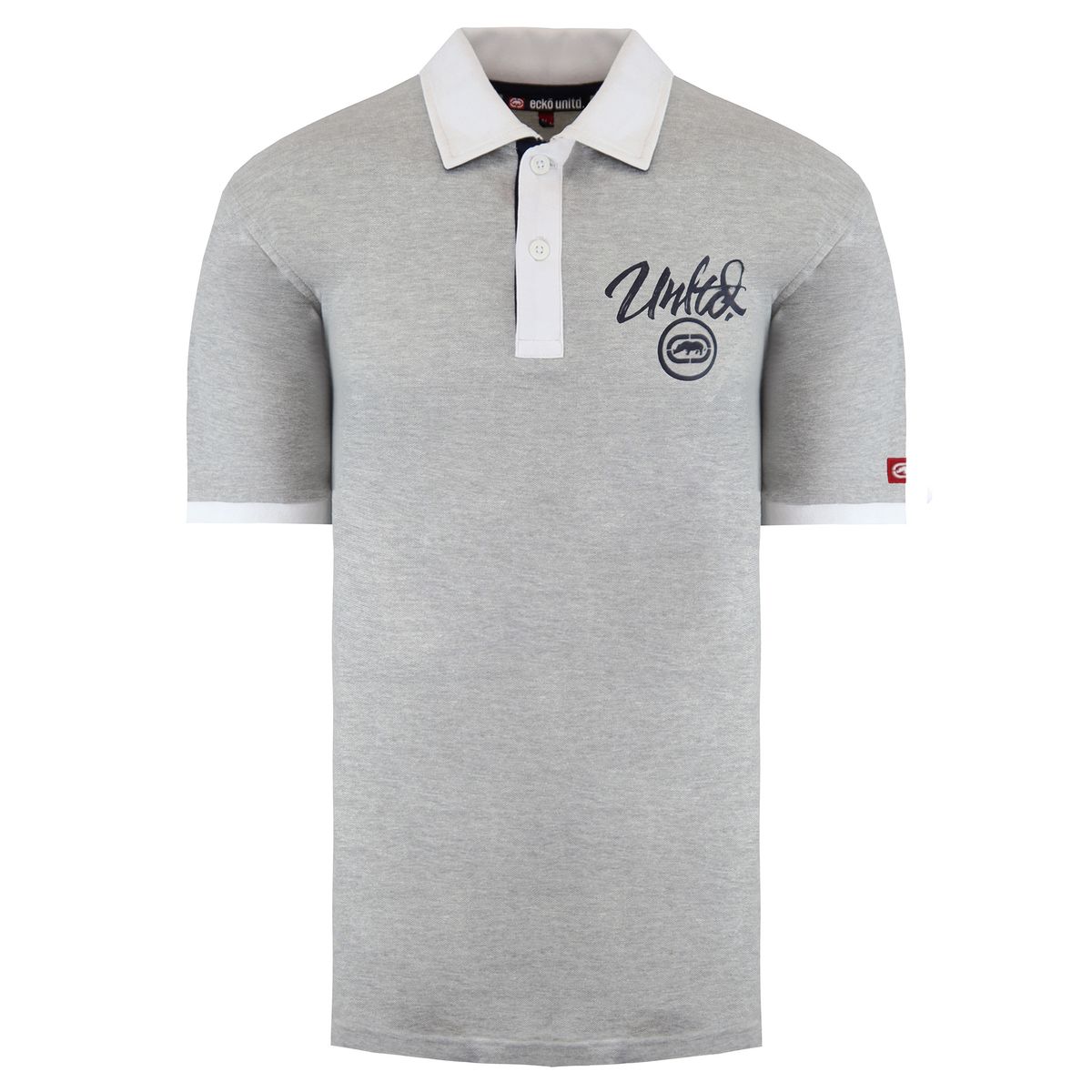Herren Grau Meliertes Poloshirt