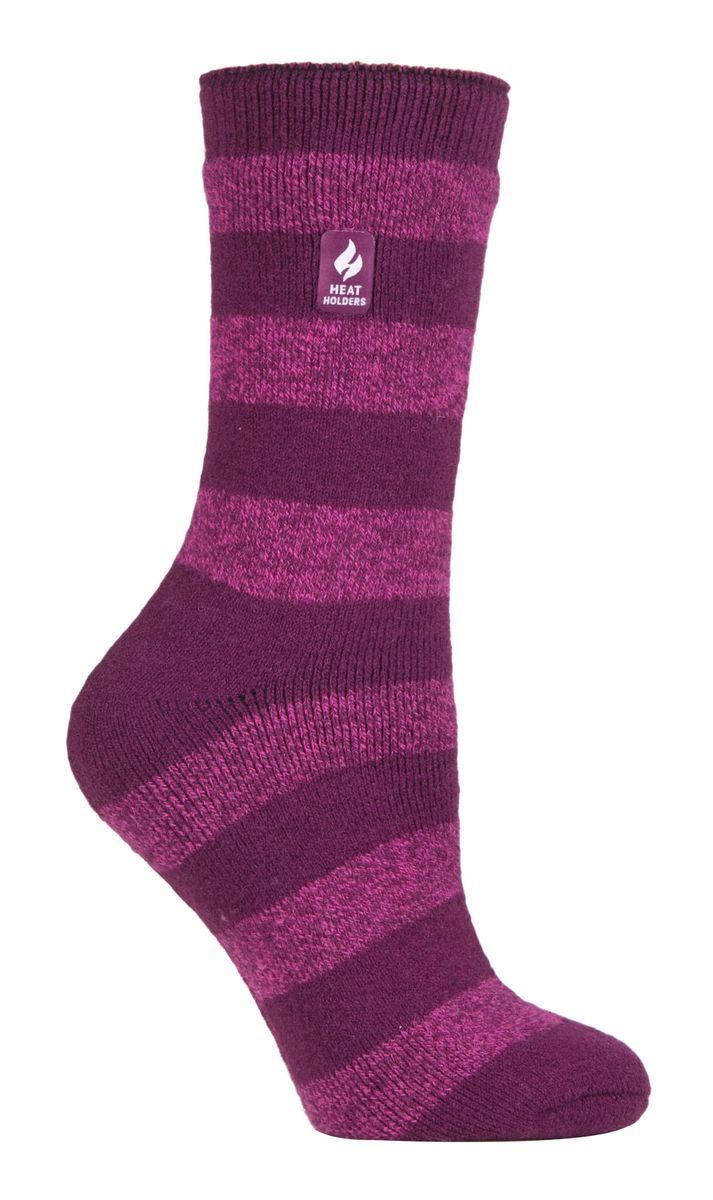 Heat Holders Lite - Isolierte Thermosocken für Damen | Mehrere Designs einschließlich Argyle Streifen Herzen Sterne | Warme Socken für den Winter - Deep Fuchsia/ Berry (Bologna)