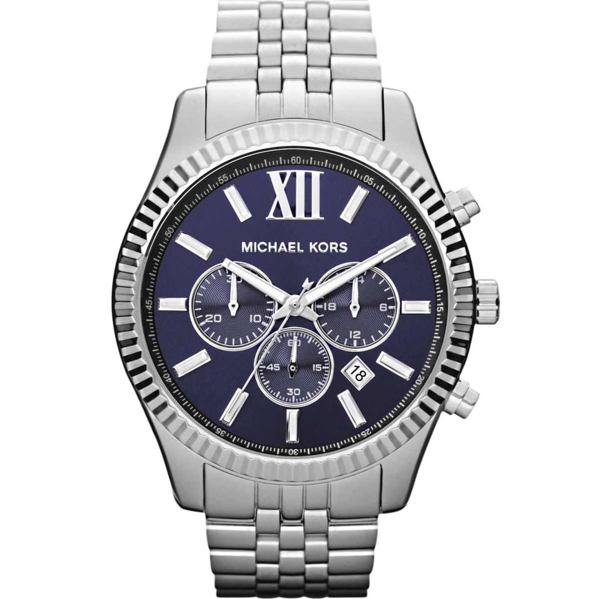 Edelstahl Chronograph Uhr mit blauem Zifferblatt
