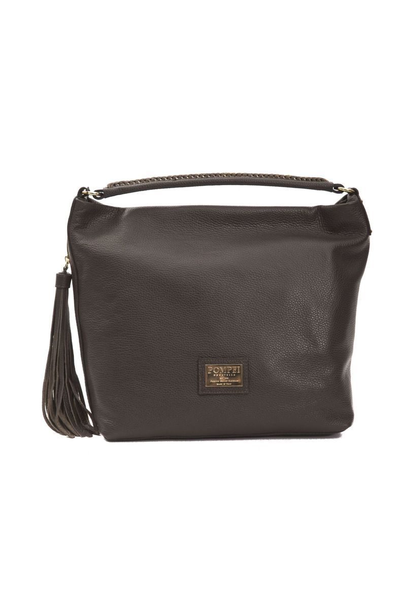 Braune Schultertasche aus Leder mit Quaste