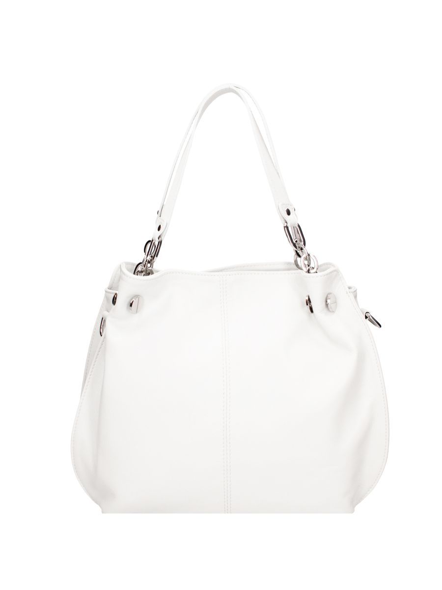 Weiße Ledertasche mit Schulterriemen