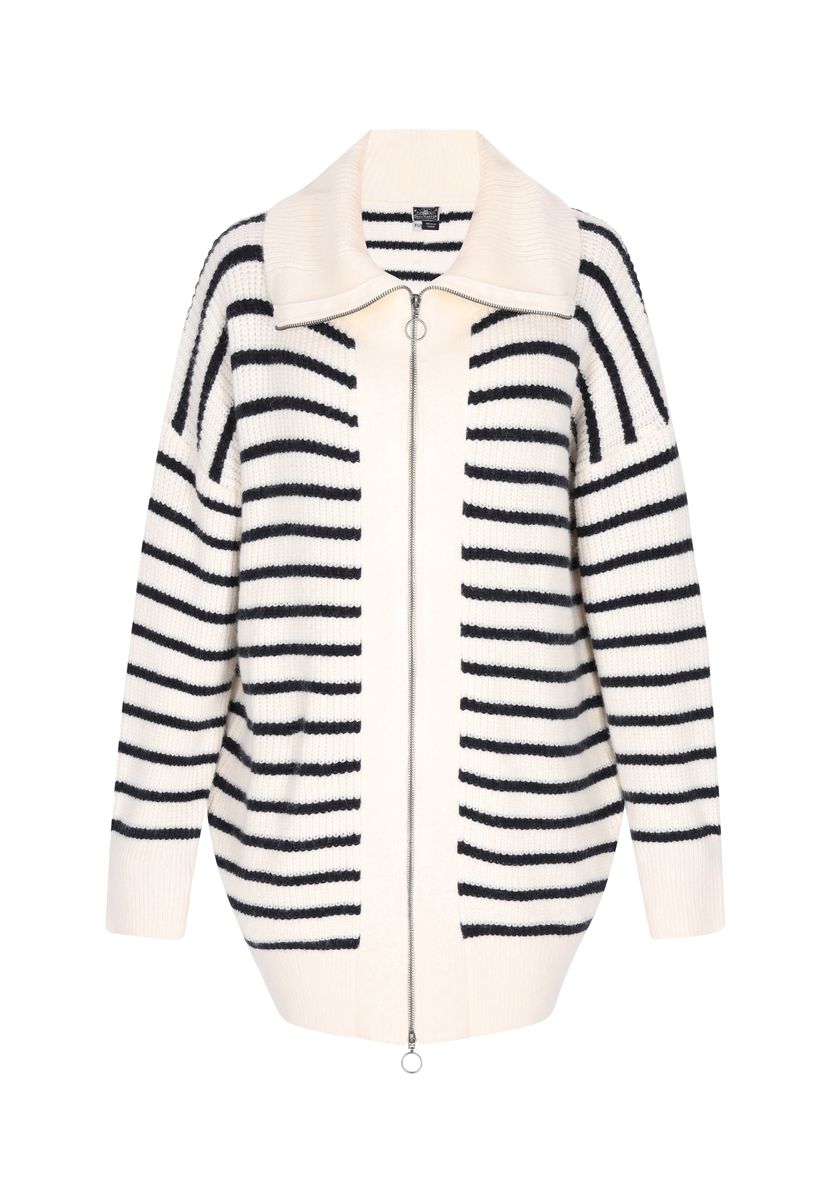 Gestreifte Strickjacke mit Reißverschluss