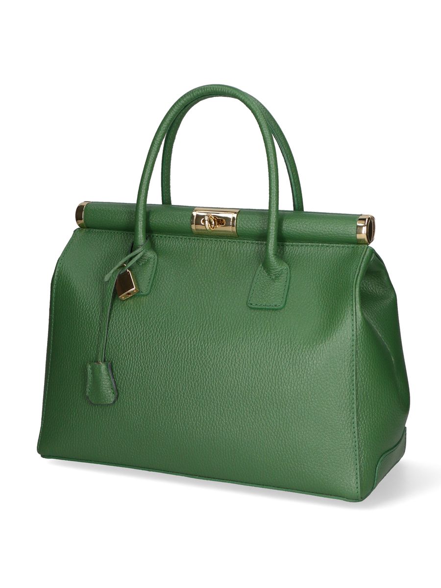 Klassische strukturierte Leder-Handtasche