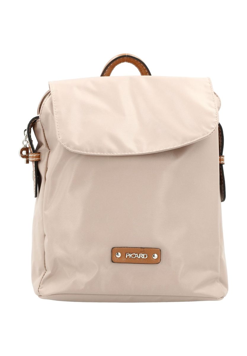 Beiger Nylonrucksack mit Lederdetails