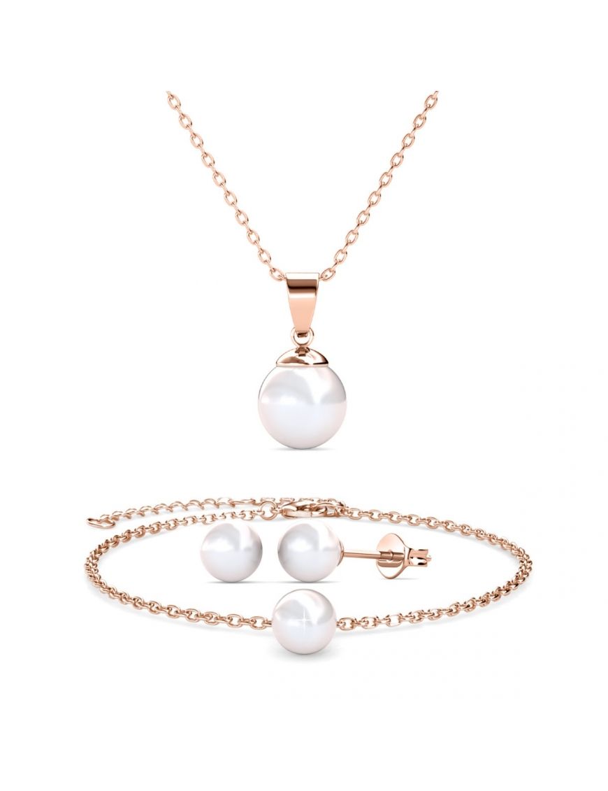 Perlenanhänger Halskette Ohrring Armband Set