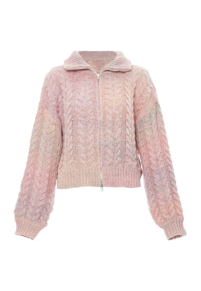 Mymo Strickjacke Damen rosa gelb