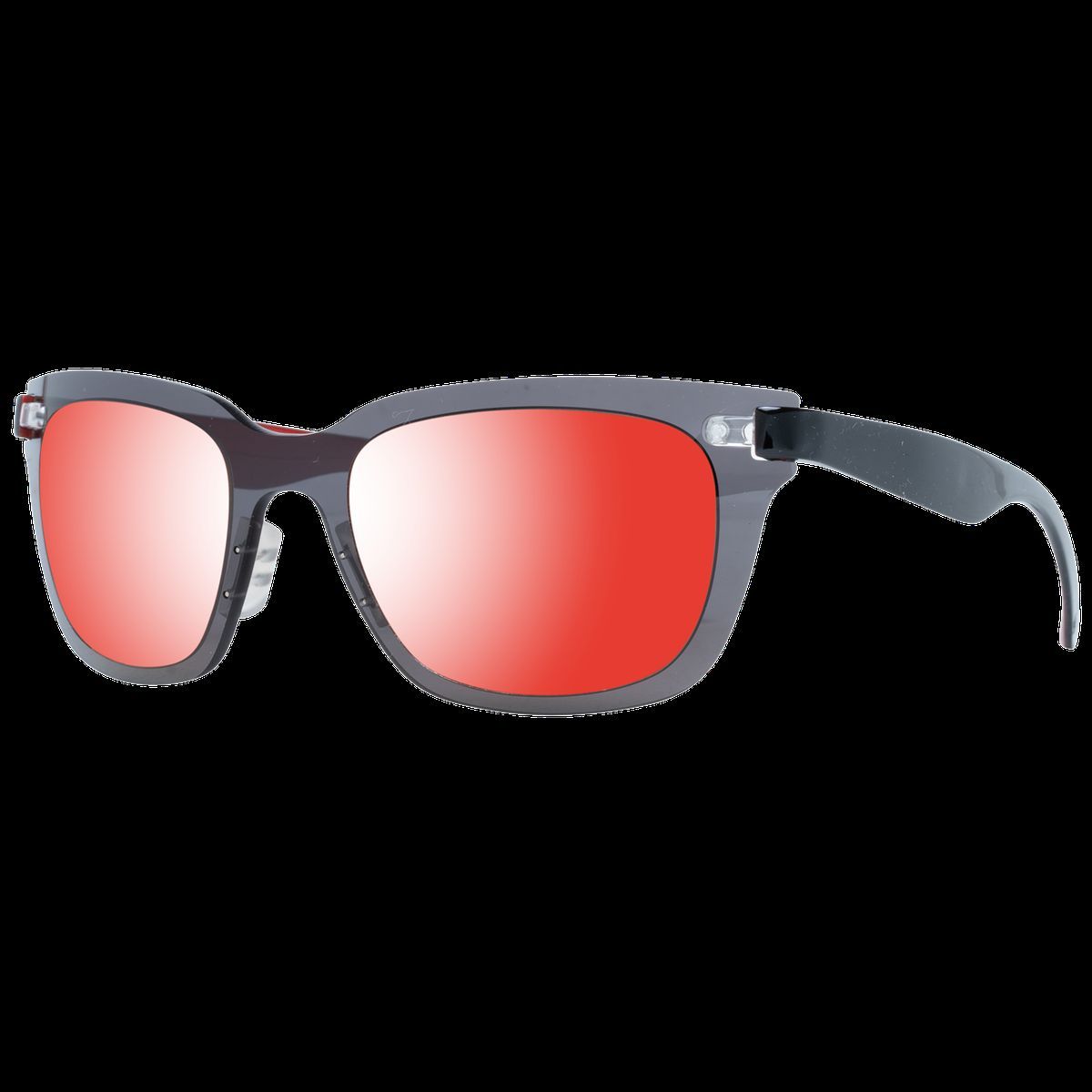 Quadratische Sonnenbrille mit rotem Glas