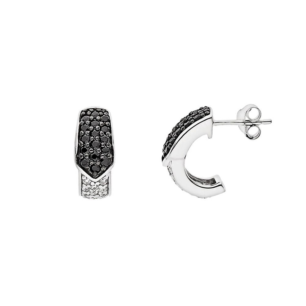 Schwarz-Weiß Zirkonia Sterling Silber Ohrringe