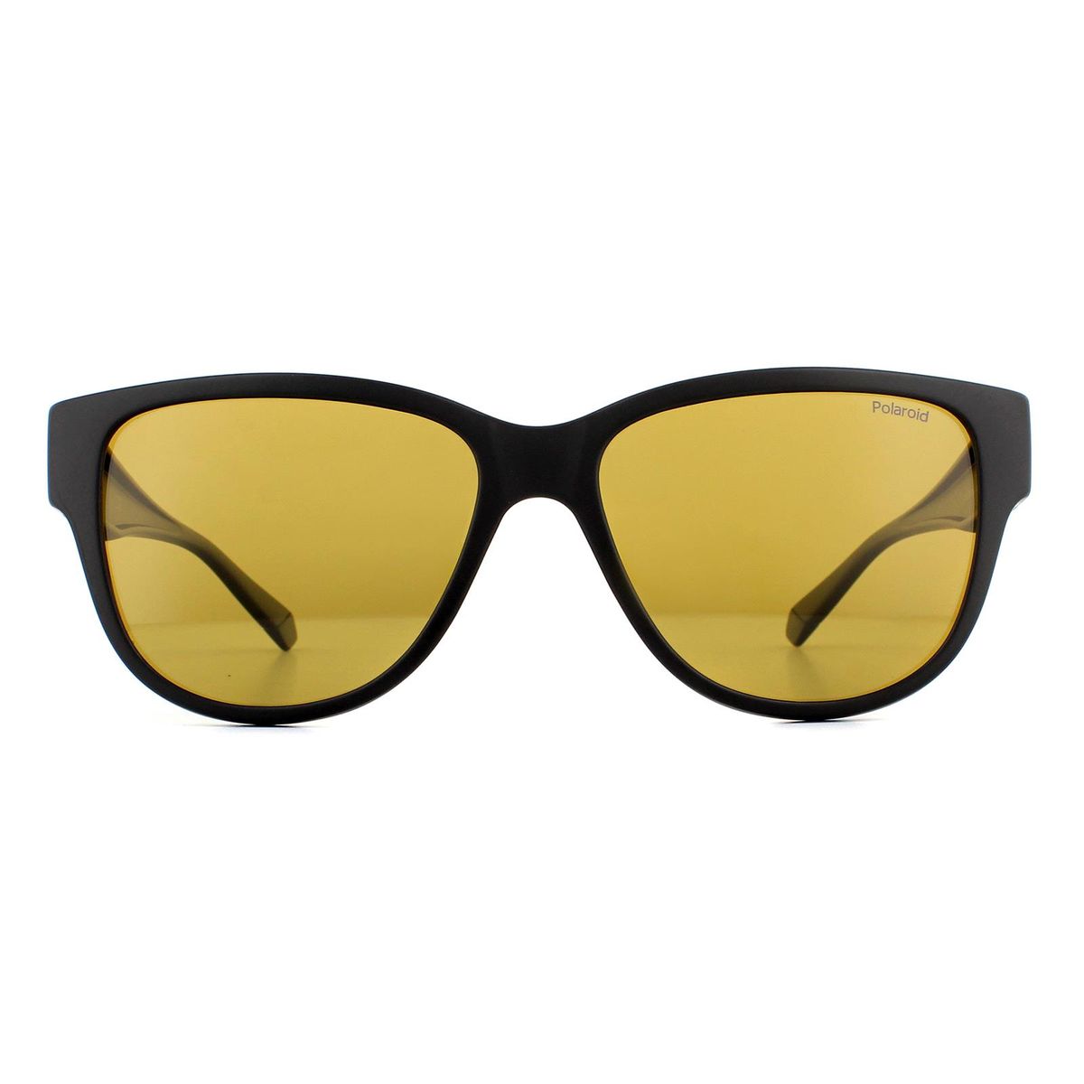 Schwarze quadratische Sonnenbrille mit gelben Gläsern