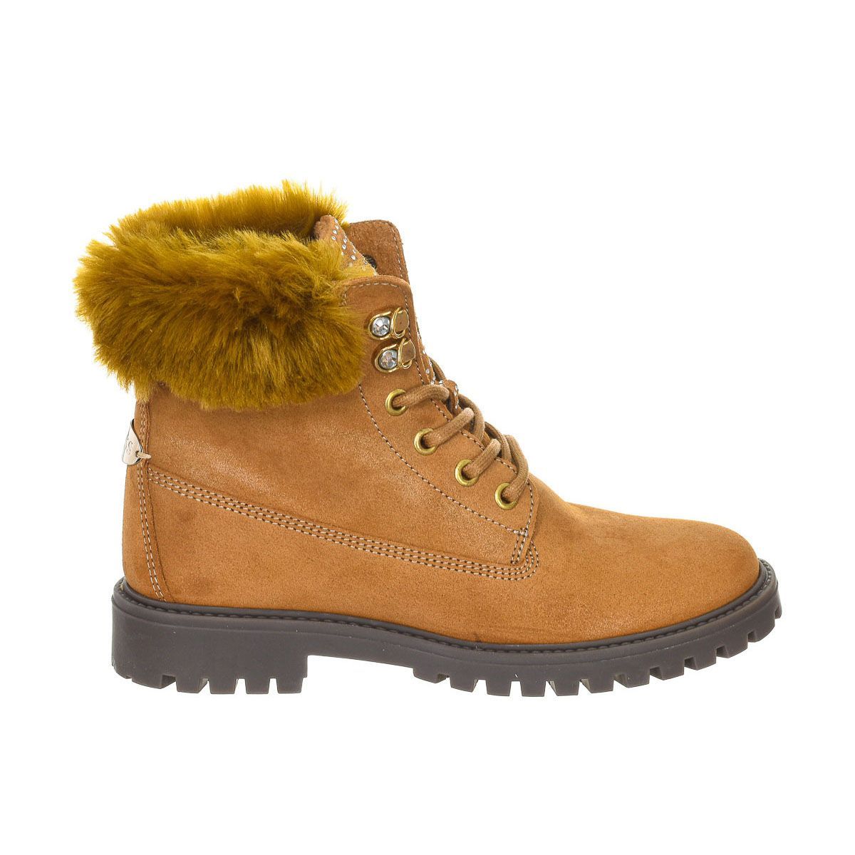 Wildleder-Stiefelette mit Kunstfellbesatz