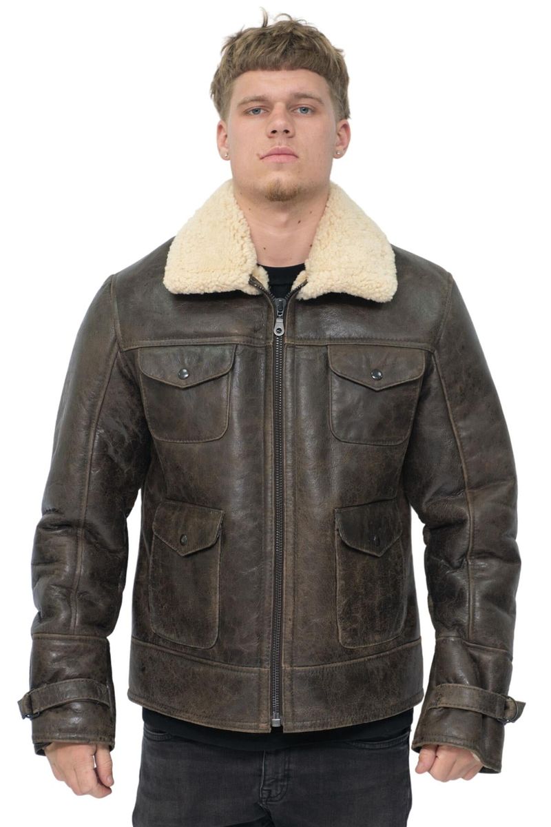 Herren Shearling Fliegerjacke